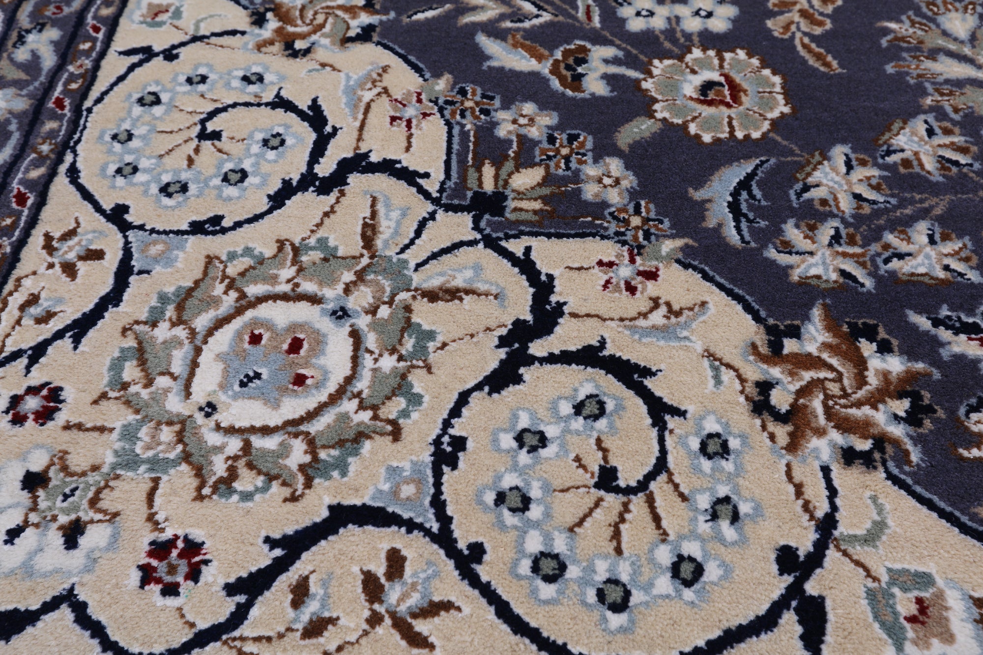 Persian Nain Hand Knotted Wool & Silk Rug - 8' 2" X 10' 2"