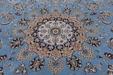 Blue Persian Nain Hand Knotted Wool & Silk Rug - 8' 10" X 12' 1"