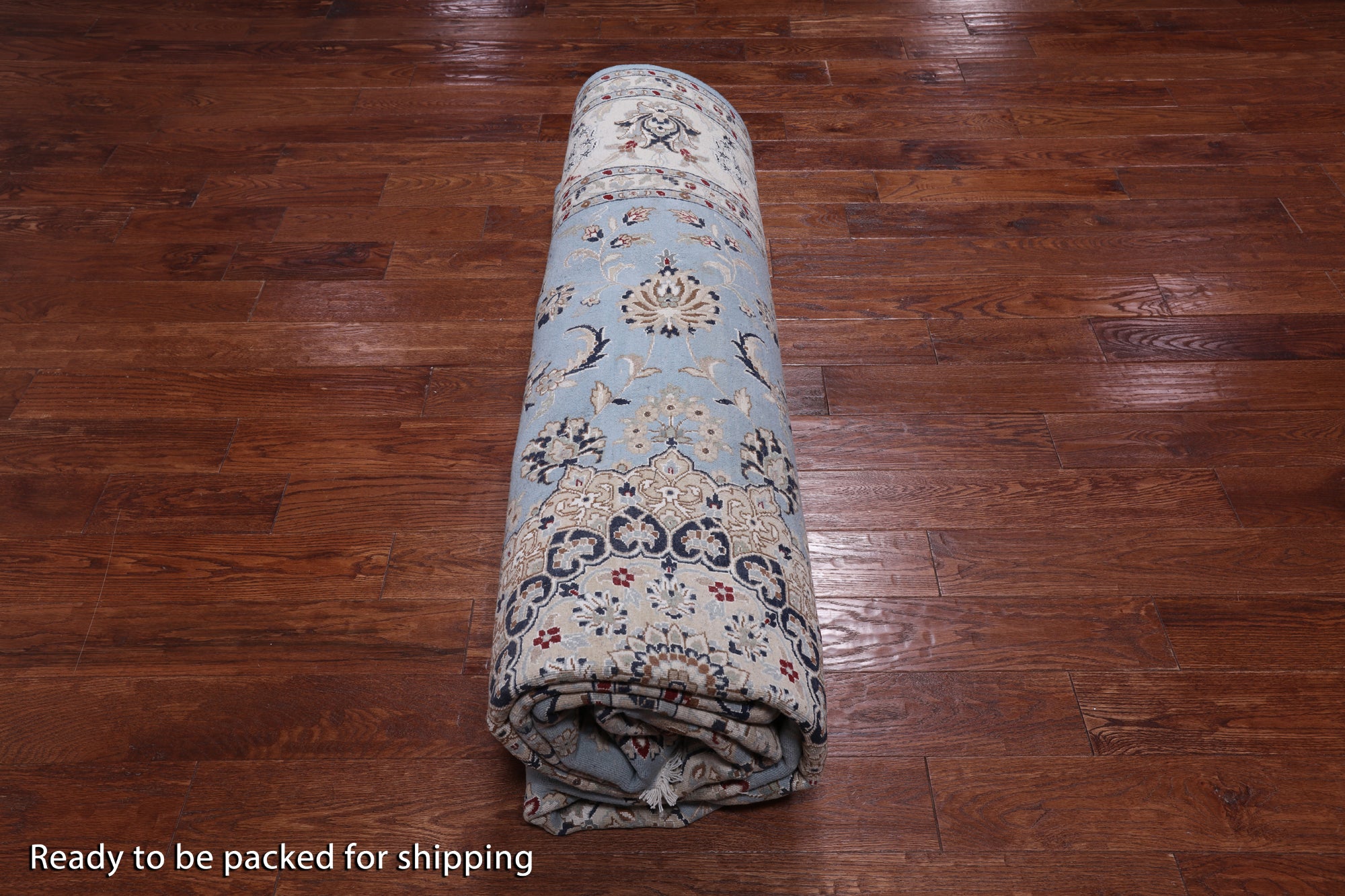 Blue Persian Nain Hand Knotted Wool & Silk Rug - 8' 10" X 12' 1"