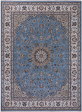Blue Persian Nain Hand Knotted Wool & Silk Rug - 8' 10" X 12' 1"