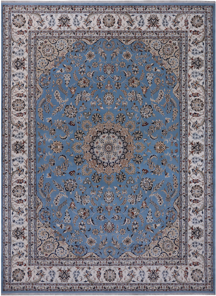 Blue Persian Nain Hand Knotted Wool & Silk Rug - 8' 10" X 12' 1"