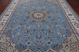 Blue Persian Nain Hand Knotted Wool & Silk Rug - 8' 10" X 12' 1"