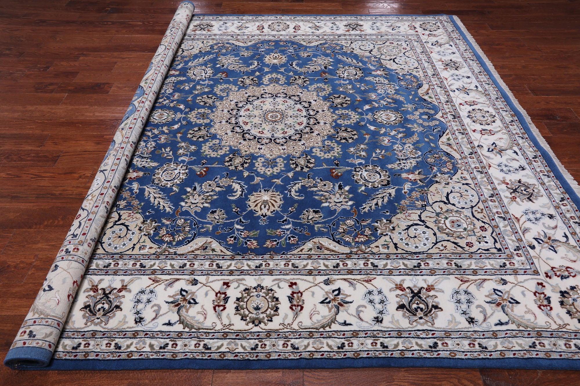 Square Persian Nain Handmade Wool & Silk Rug - 9' 0" X 9' 0"