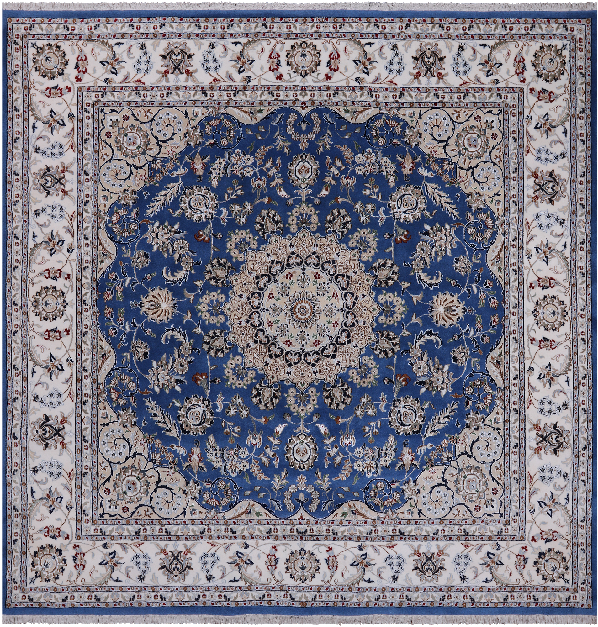 Square Persian Nain Handmade Wool & Silk Rug - 9' 0" X 9' 0"