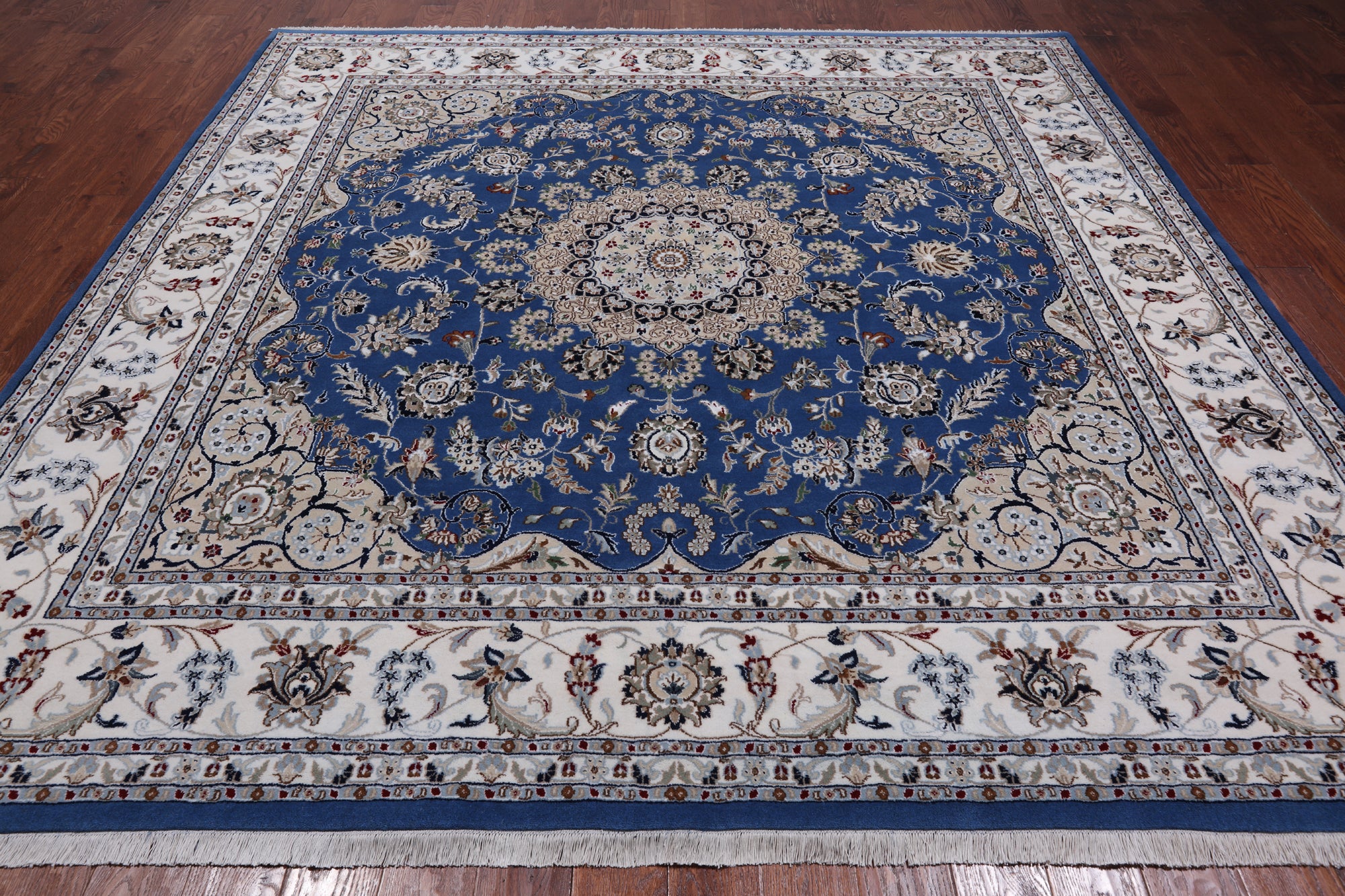Square Persian Nain Handmade Wool & Silk Rug - 9' 0" X 9' 0"