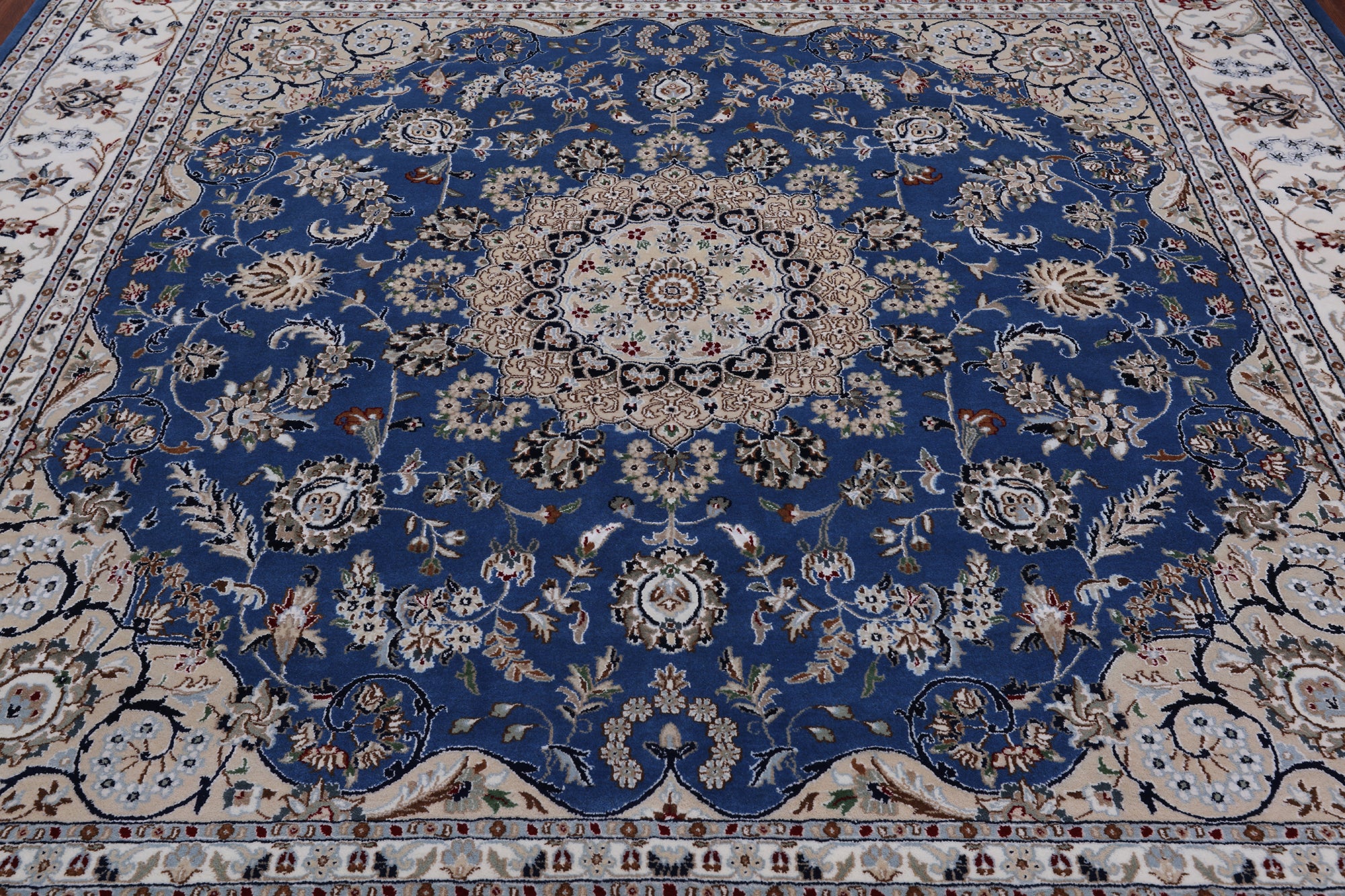 Square Persian Nain Handmade Wool & Silk Rug - 9' 0" X 9' 0"