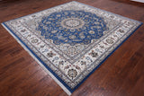 Square Persian Nain Handmade Wool & Silk Rug - 9' 0" X 9' 0"