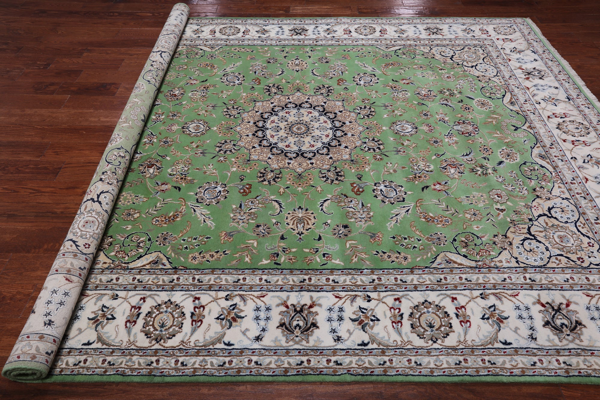 Persian Nain Hand Knotted Wool & Silk Rug - 7' 11" X 10' 0"
