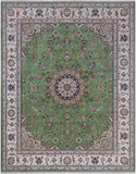 Persian Nain Hand Knotted Wool & Silk Rug - 7' 11" X 10' 0"