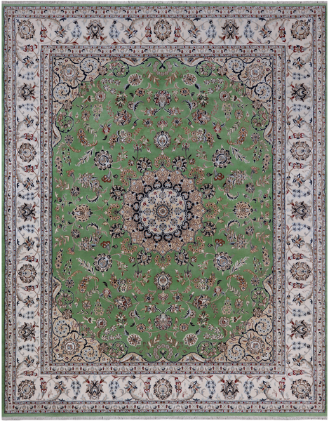 Persian Nain Hand Knotted Wool & Silk Rug - 7' 11" X 10' 0"