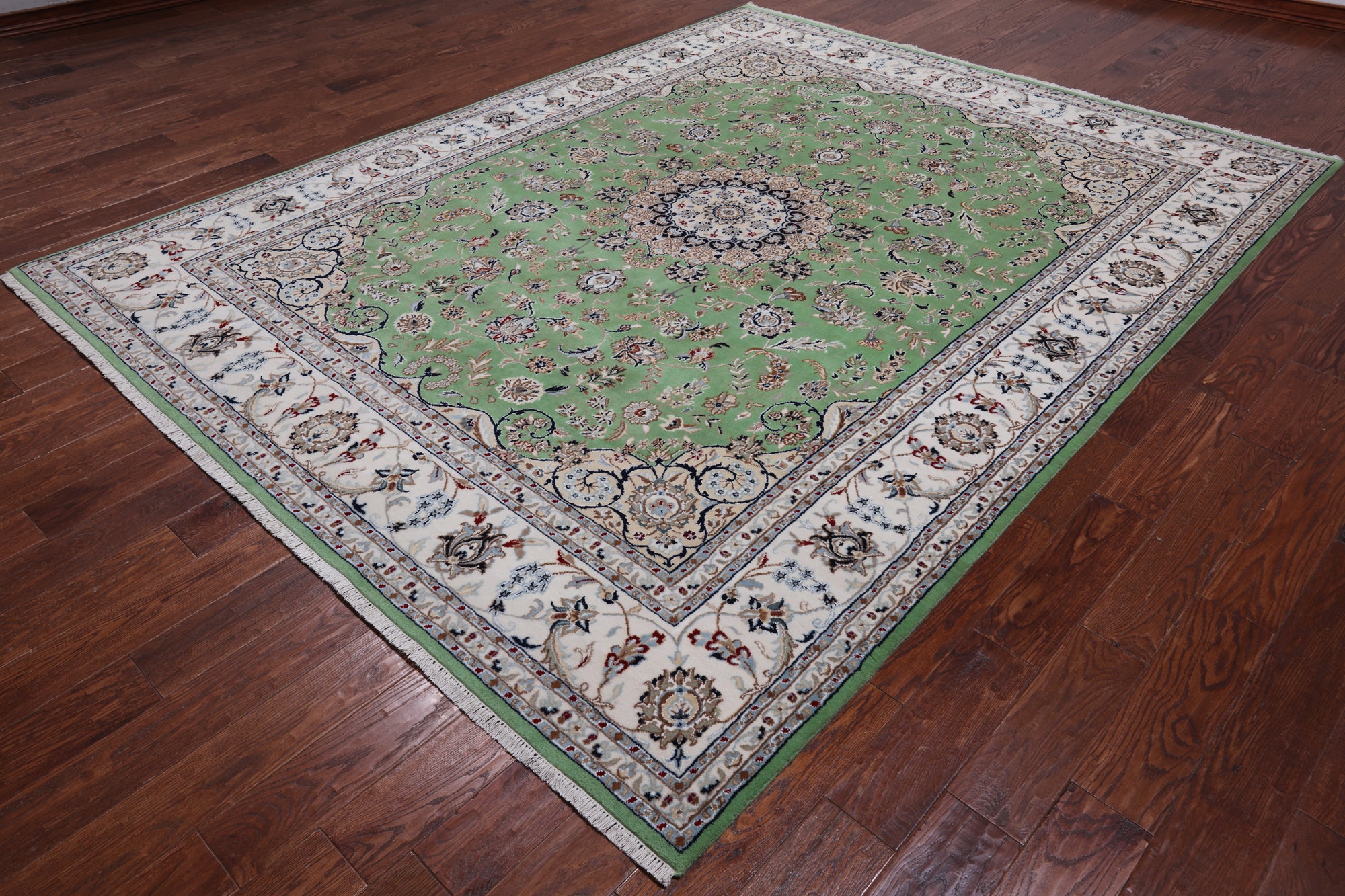 Persian Nain Hand Knotted Wool & Silk Rug - 7' 11" X 10' 0"