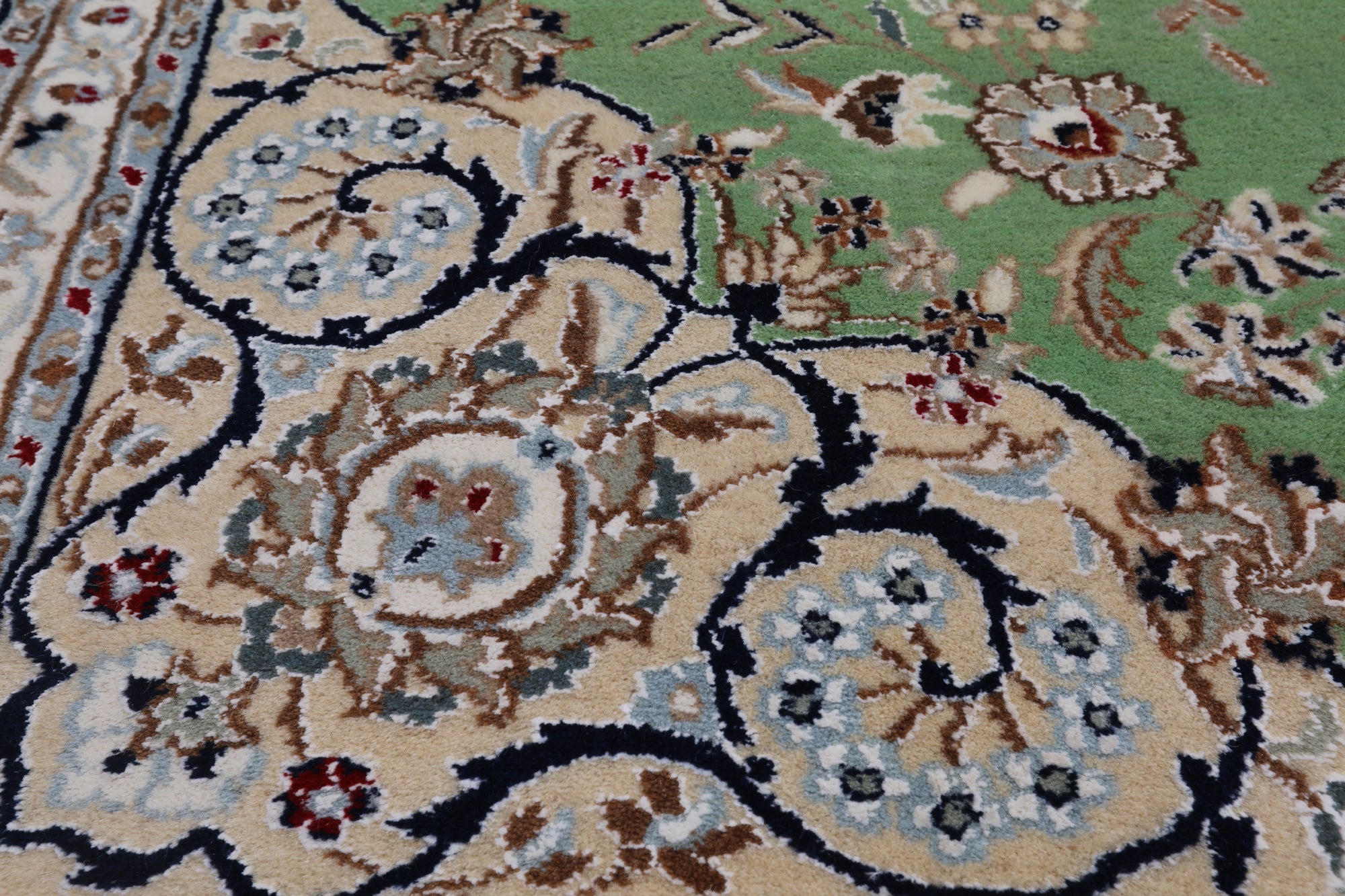 Persian Nain Hand Knotted Wool & Silk Rug - 7' 11" X 10' 0"