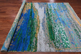 Abstract Modern Wool & Silk Hand Knotted Rug - 7' 11" X 10' 6"