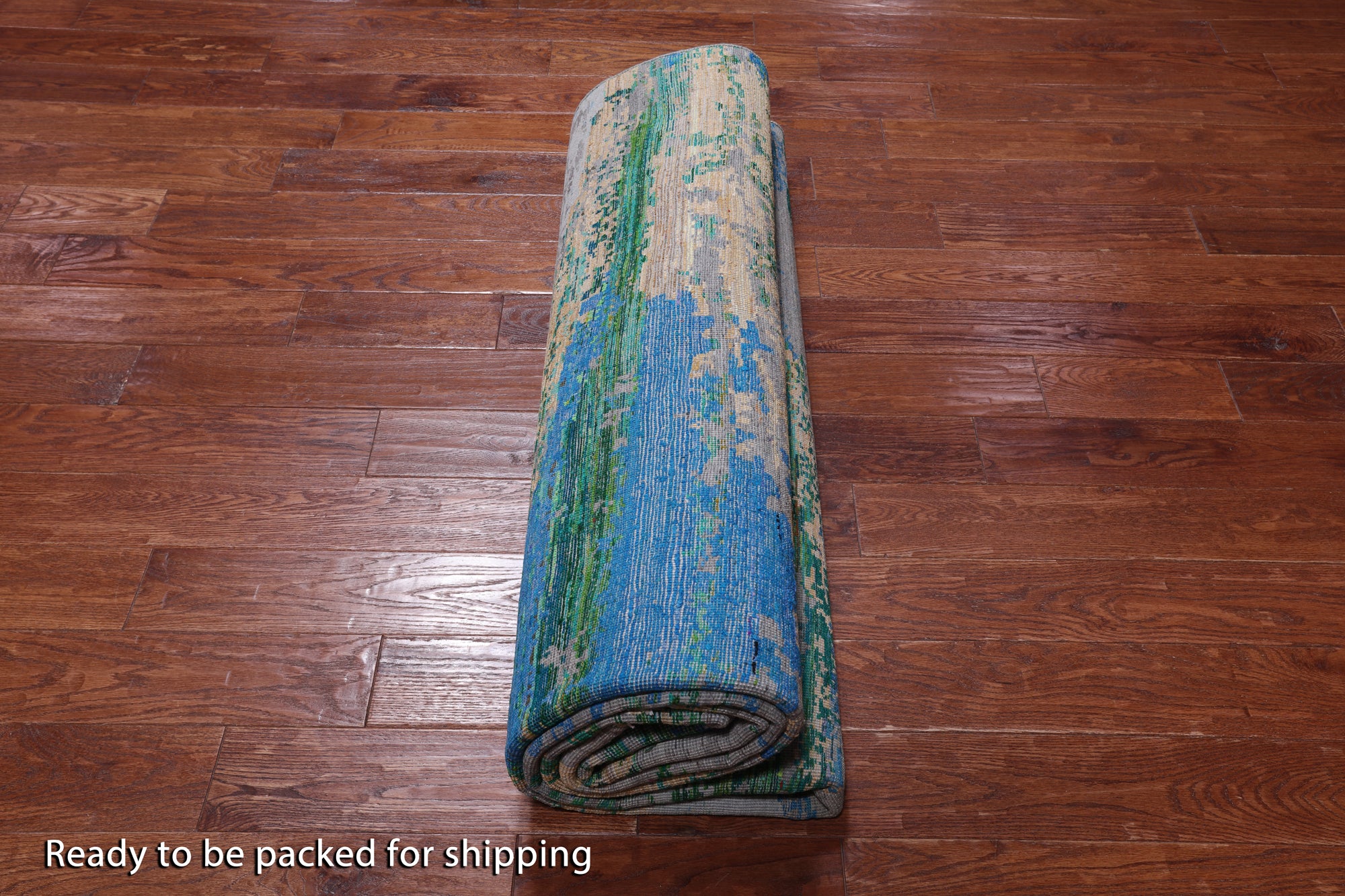 Abstract Modern Wool & Silk Hand Knotted Rug - 7' 11" X 10' 6"