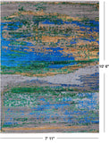 Abstract Modern Wool & Silk Hand Knotted Rug - 7' 11" X 10' 6"