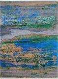 Abstract Modern Wool & Silk Hand Knotted Rug - 7' 11" X 10' 6"