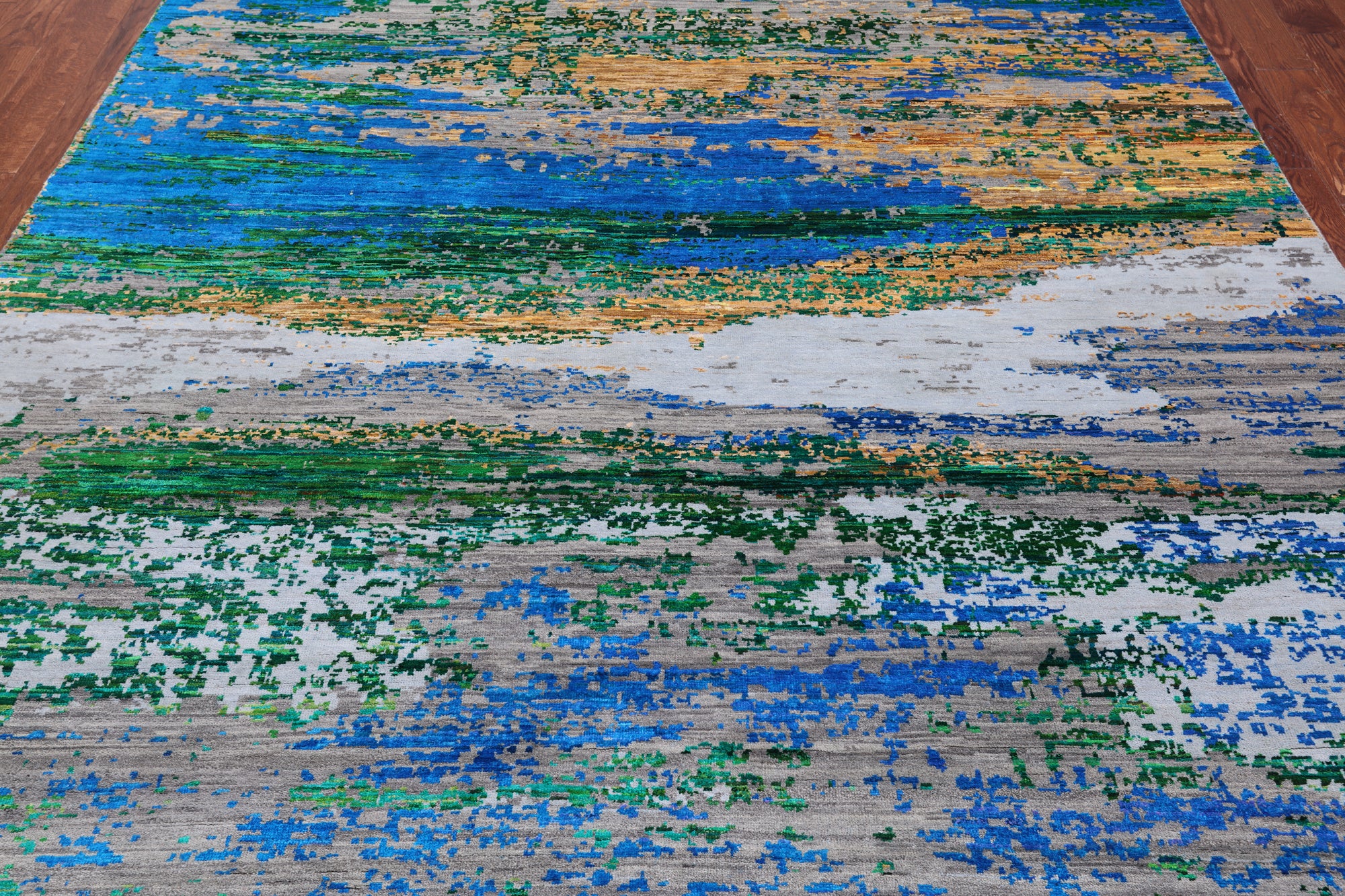 Abstract Modern Wool & Silk Hand Knotted Rug - 7' 11" X 10' 6"
