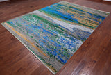 Abstract Modern Wool & Silk Hand Knotted Rug - 7' 11" X 10' 6"
