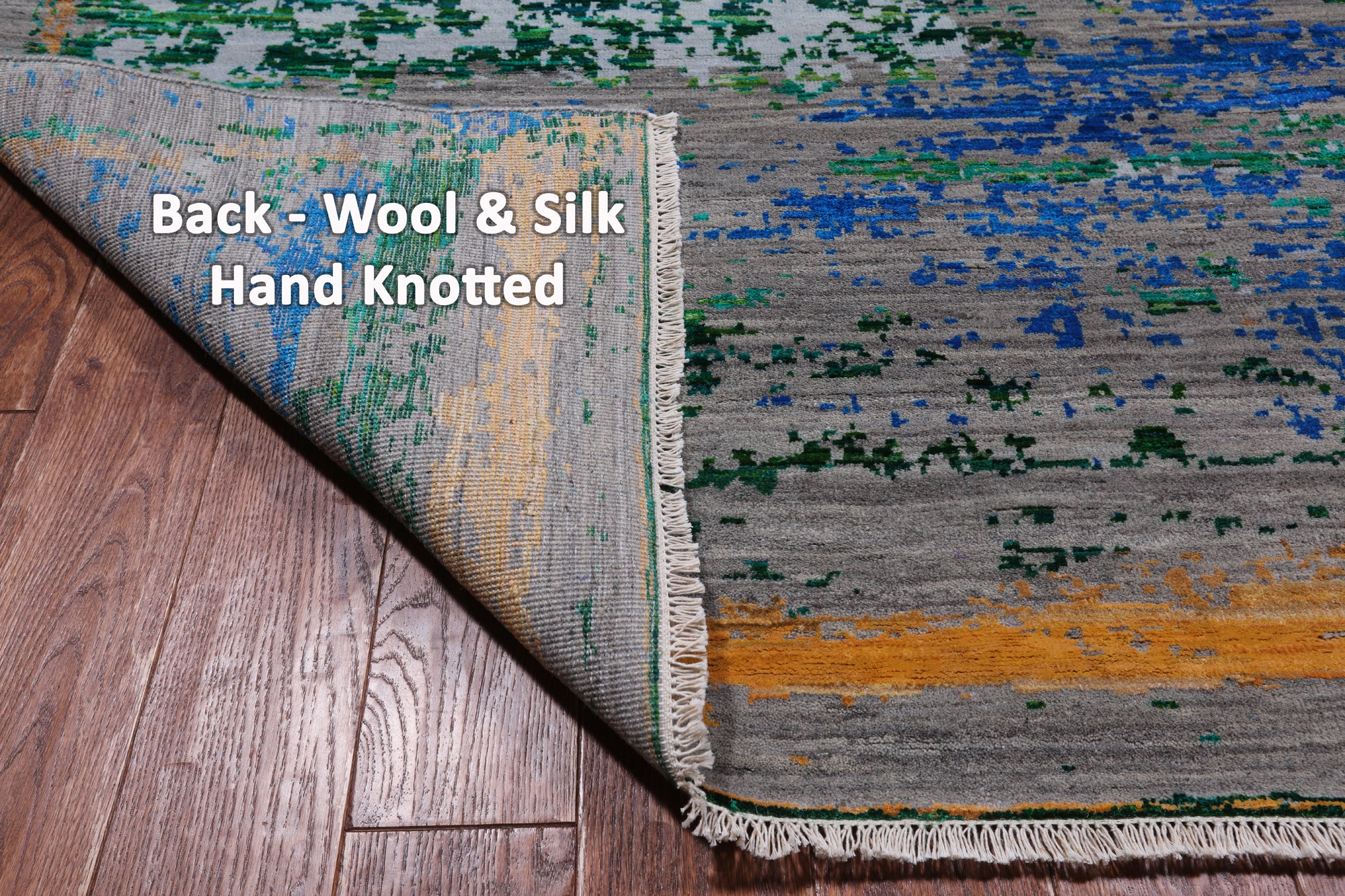 Abstract Modern Wool & Silk Hand Knotted Rug - 7' 11" X 10' 6"