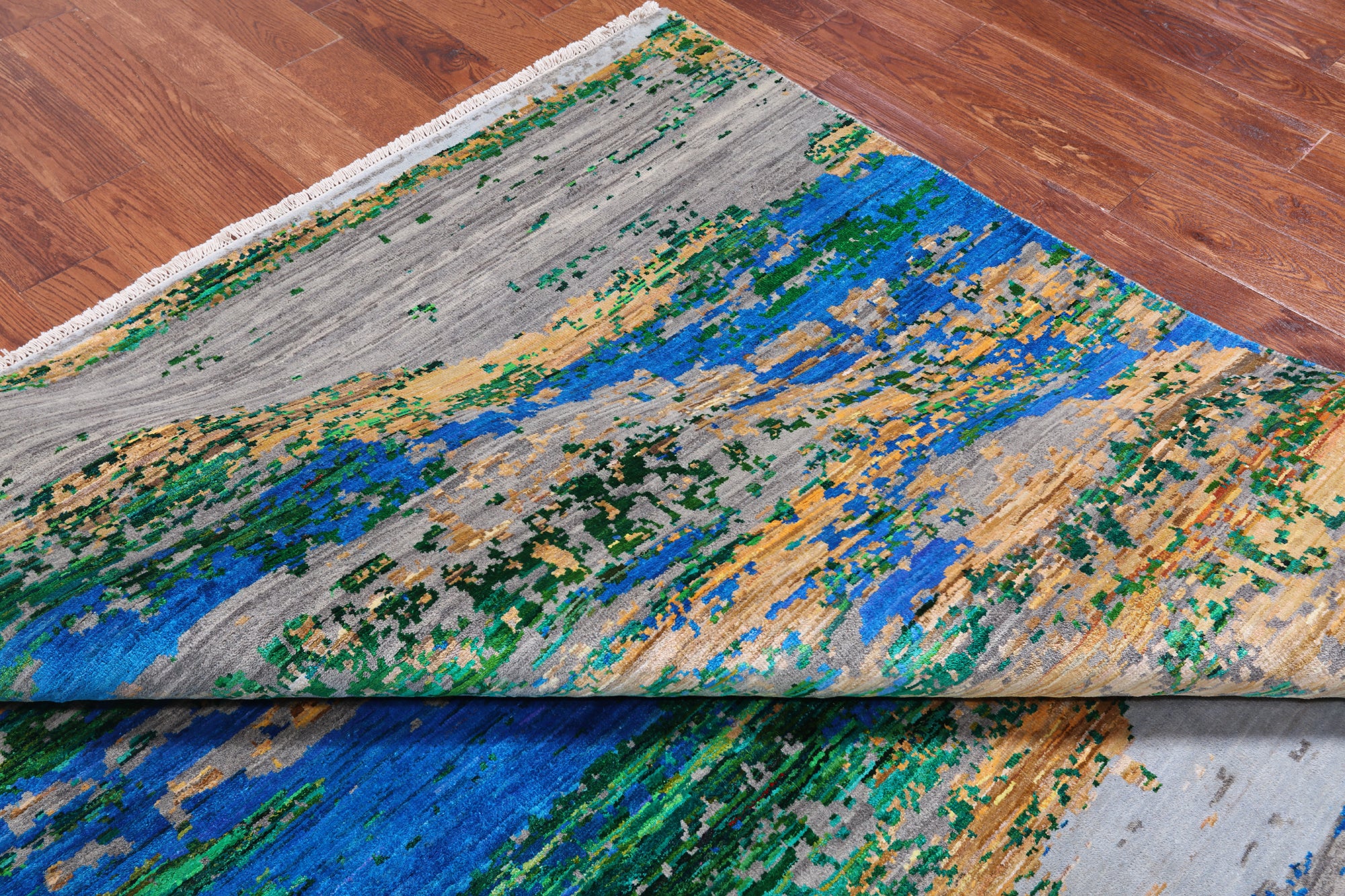 Abstract Modern Wool & Silk Hand Knotted Rug - 7' 11" X 10' 6"