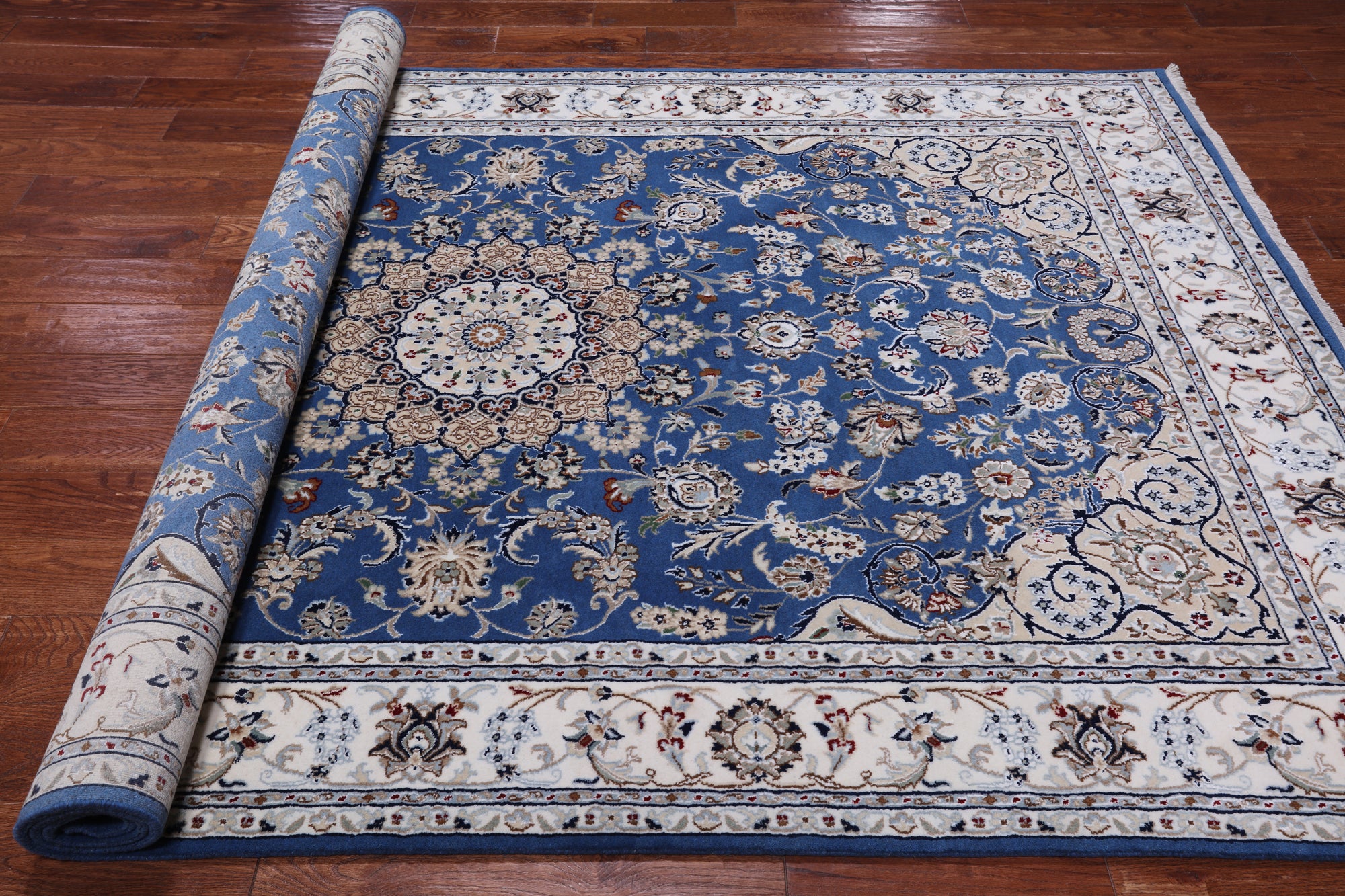 Persian Nain Handmade Wool & Silk Rug - 5' 10" X 9' 0"