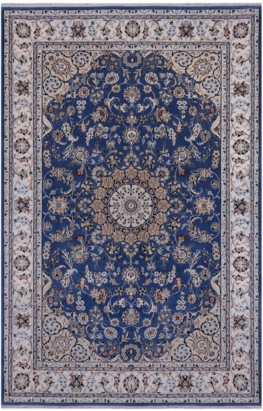 Persian Nain Handmade Wool & Silk Rug - 5' 10" X 9' 0"
