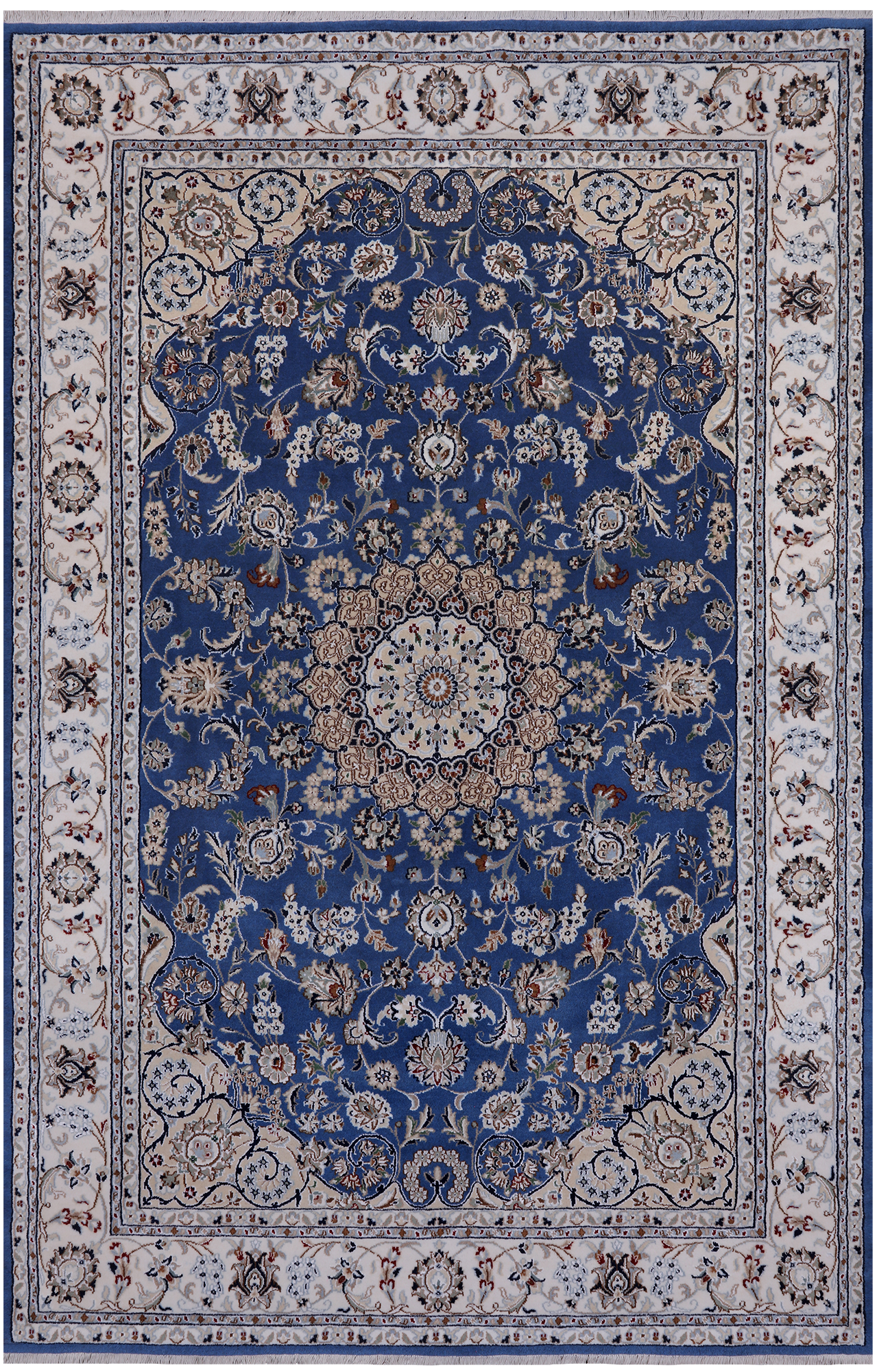 Persian Nain Handmade Wool & Silk Rug - 5' 10" X 9' 0"