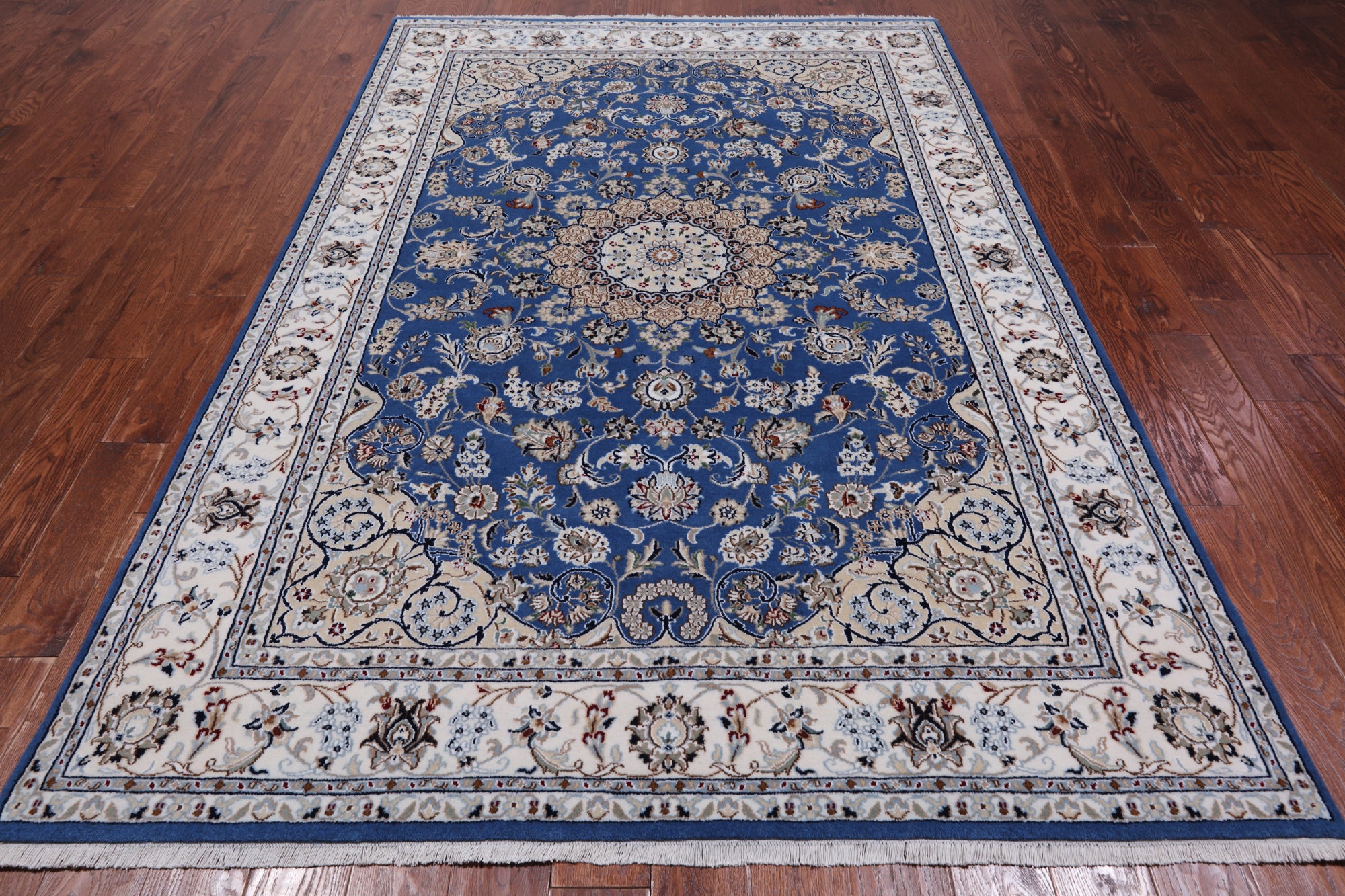 Persian Nain Handmade Wool & Silk Rug - 5' 10" X 9' 0"