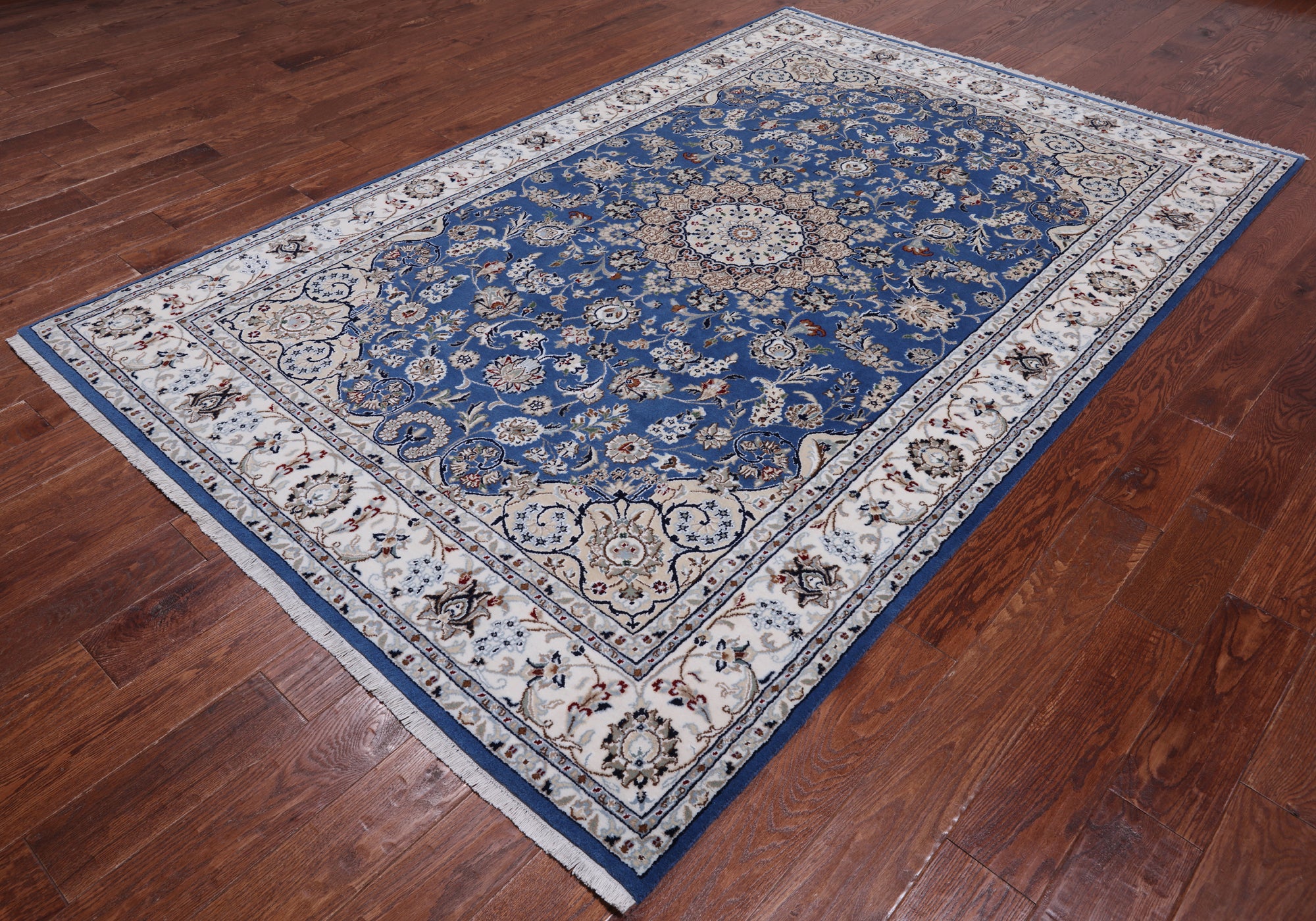 Persian Nain Handmade Wool & Silk Rug - 5' 10" X 9' 0"