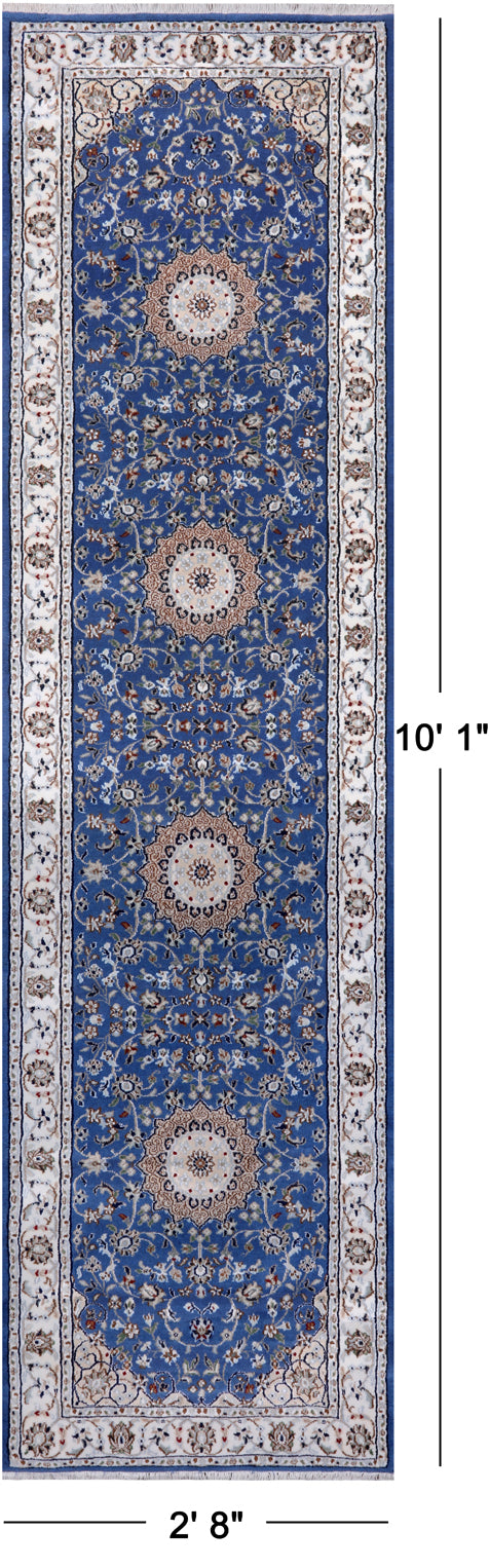 Persian Nain Hand Knotted Wool & Silk Rug - 2' 8" X 10' 1"