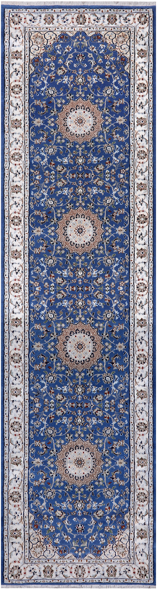 Persian Nain Hand Knotted Wool & Silk Rug - 2' 8" X 10' 1"