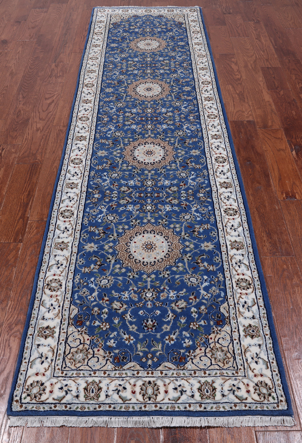 Persian Nain Hand Knotted Wool & Silk Rug - 2' 8" X 10' 1"