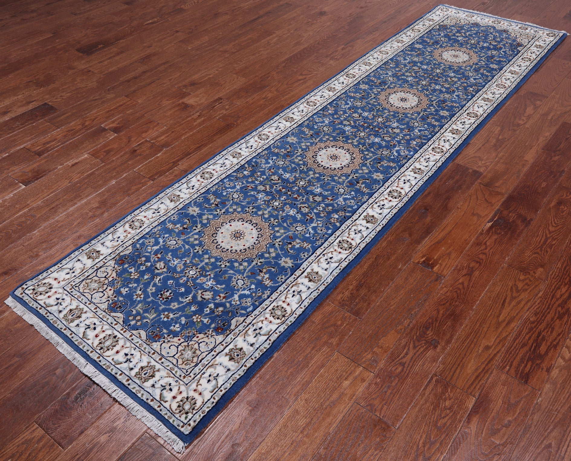 Persian Nain Hand Knotted Wool & Silk Rug - 2' 8" X 10' 1"