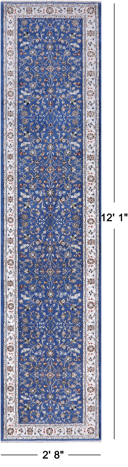 Persian Nain Hand Knotted Wool & Silk Rug - 2' 8" X 12' 1"