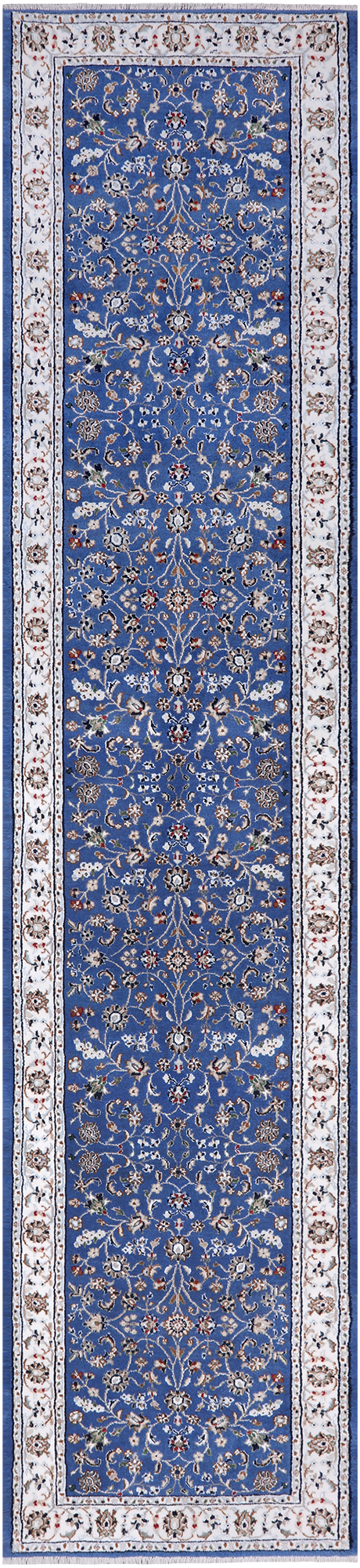 Persian Nain Hand Knotted Wool & Silk Rug - 2' 8" X 12' 1"