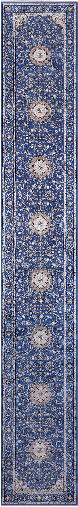 Persian Nain Hand Knotted Wool & Silk Rug - 2' 9" X 18' 2"