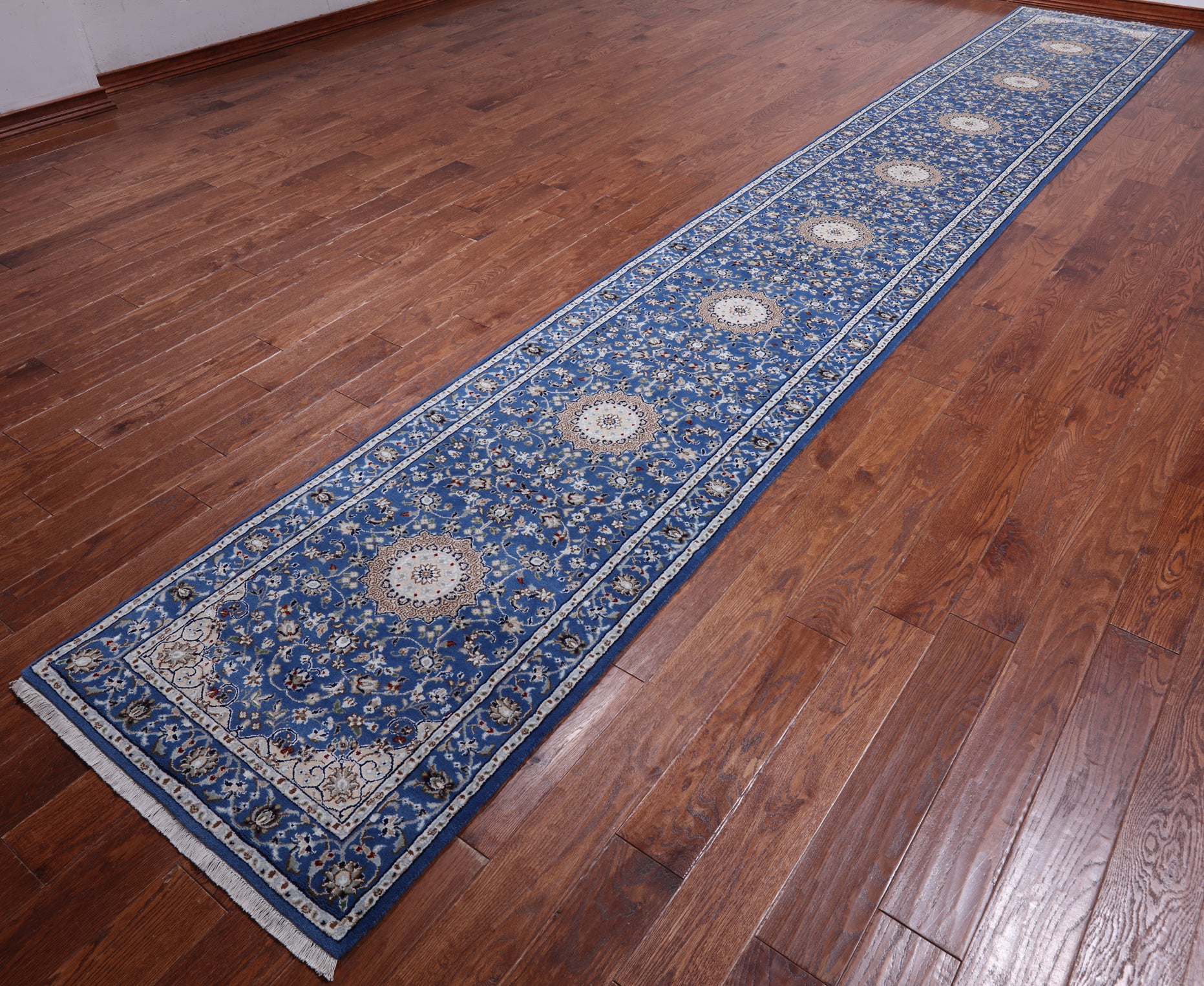 Persian Nain Hand Knotted Wool & Silk Rug - 2' 9" X 18' 2"