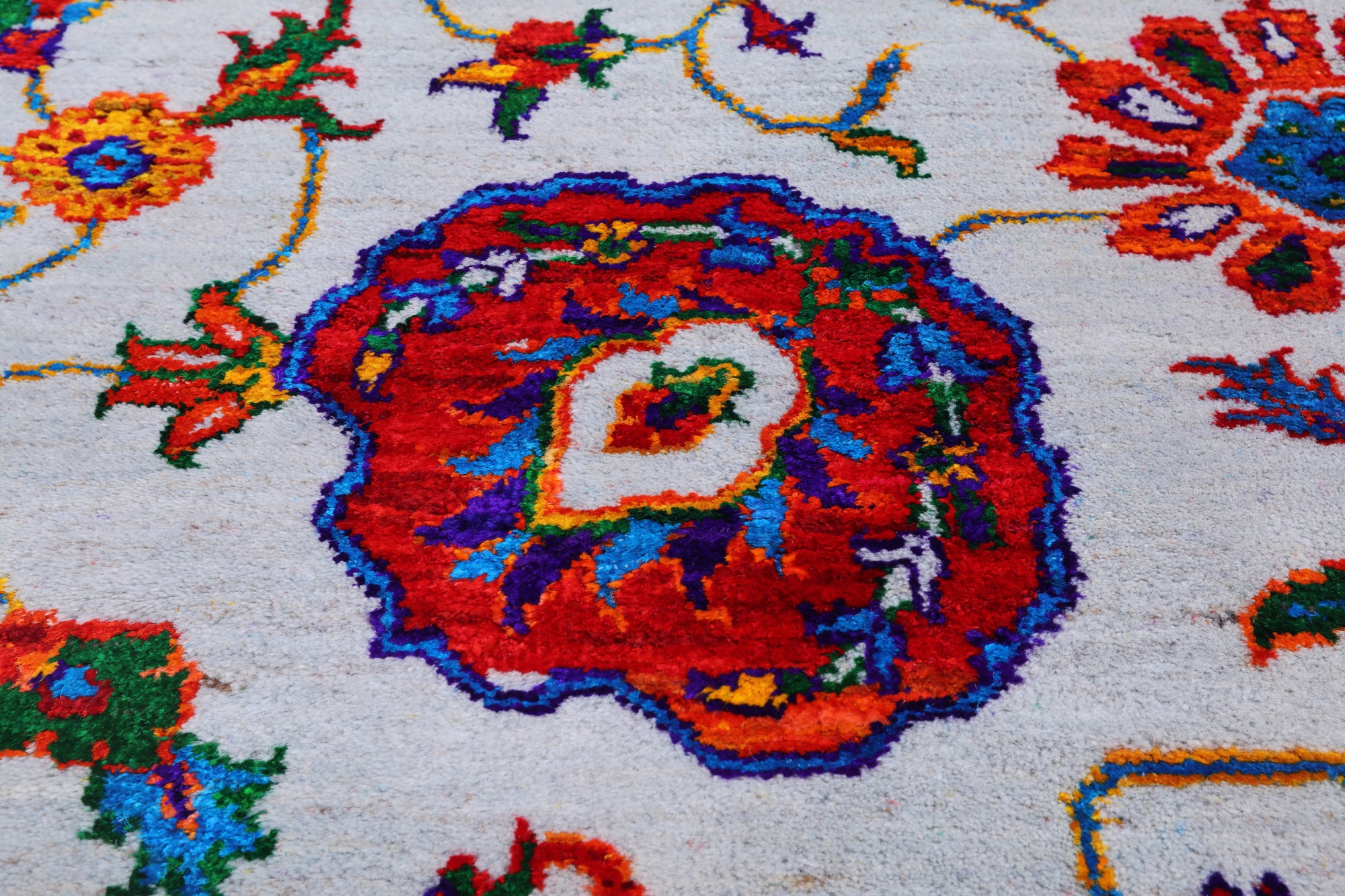 Grey Persian Tabriz Handmade Wool & Silk Rug - 8' 10" X 12' 0"