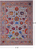 Grey Persian Tabriz Handmade Wool & Silk Rug - 8' 10" X 12' 0"