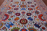 Grey Persian Tabriz Handmade Wool & Silk Rug - 8' 10" X 12' 0"