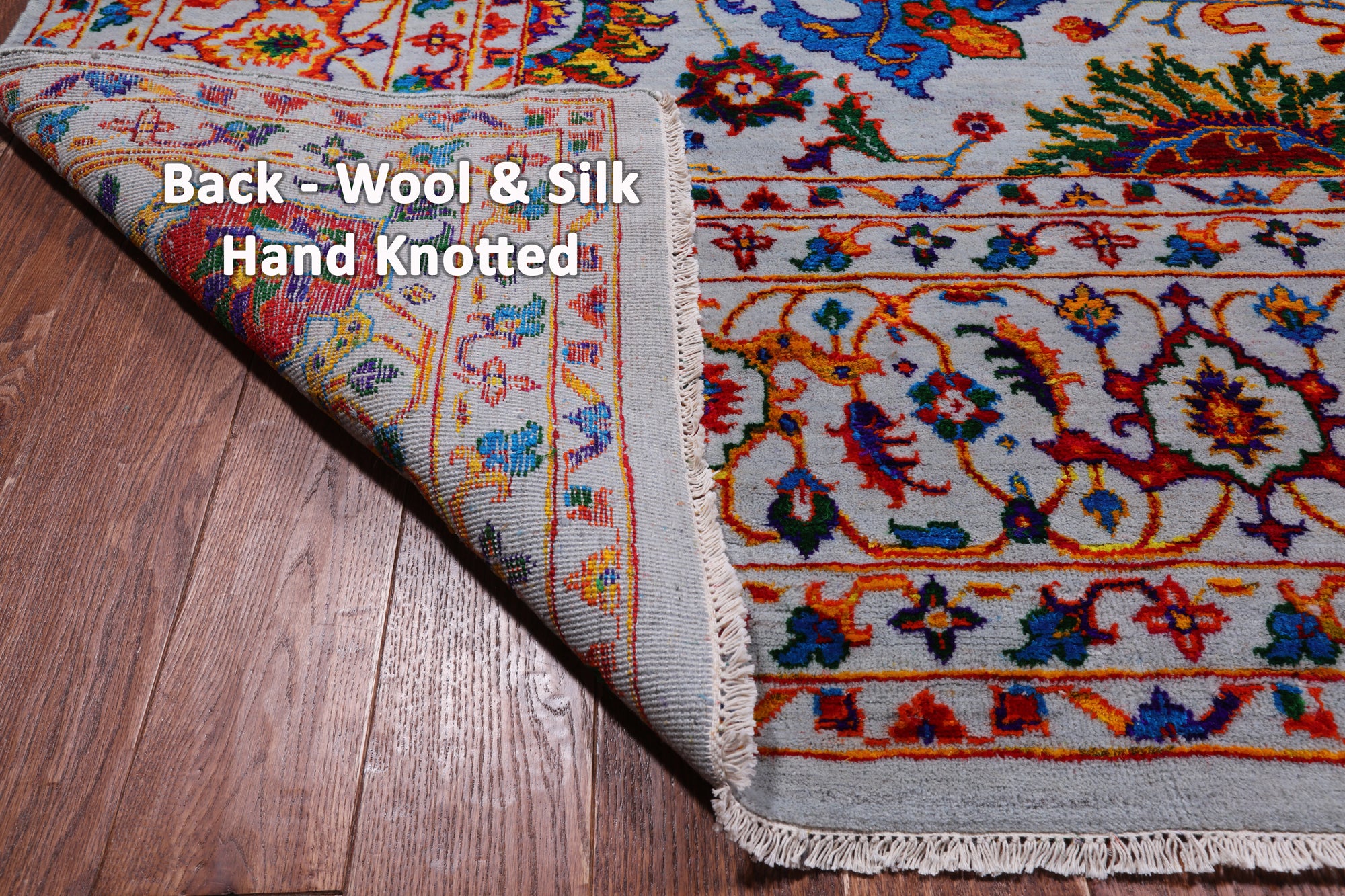 Grey Persian Tabriz Handmade Wool & Silk Rug - 8' 10" X 12' 0"