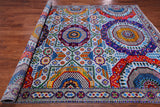 Grey Geometric Persian Mamluk Hand Knotted Wool & Silk Rug - 8' 1" X 10' 0"