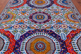 Grey Geometric Persian Mamluk Hand Knotted Wool & Silk Rug - 8' 1" X 10' 0"