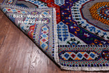 Grey Geometric Persian Mamluk Hand Knotted Wool & Silk Rug - 8' 1" X 10' 0"
