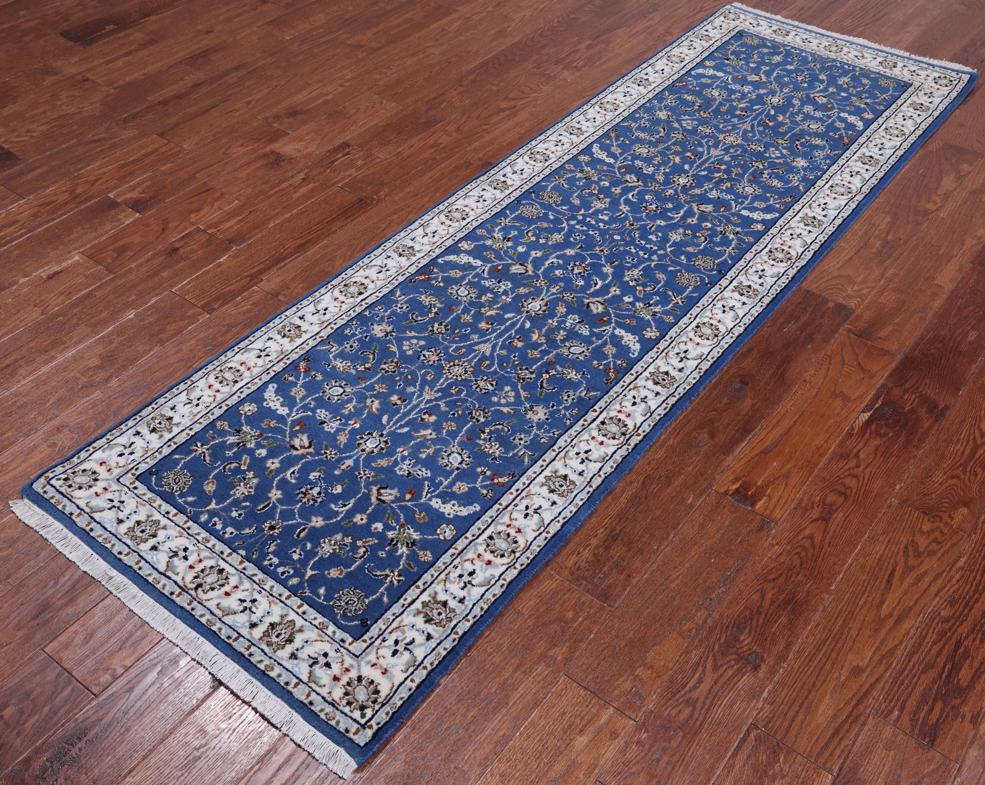Persian Nain Handmade Wool & Silk Rug - 2' 7" X 8' 2"
