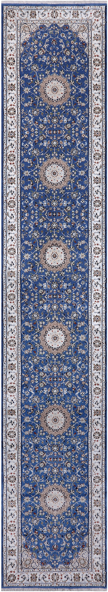 Persian Nain Hand Knotted Wool & Silk Rug - 2' 6" X 14' 0"