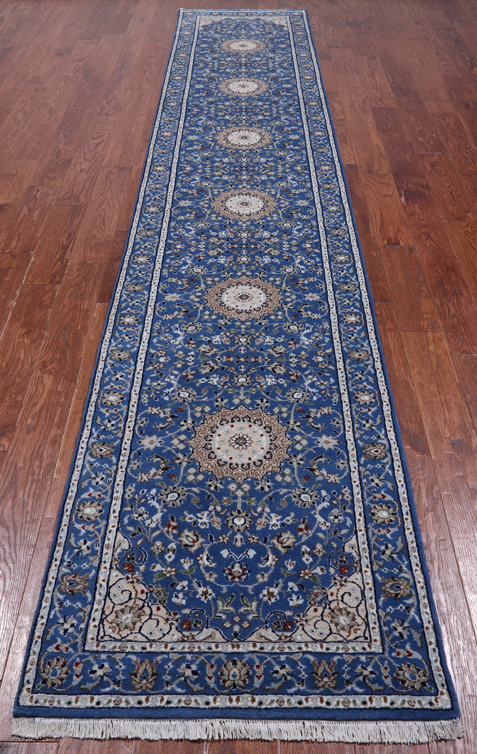 Persian Nain Hand Knotted Wool & Silk Rug - 2' 7" X 14' 0"