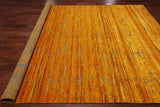 Gold Modern Embossed Hand Knotted 100% Silk Rug - 7' 11" X 9' 10"