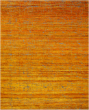 Gold Modern Embossed Hand Knotted 100% Silk Rug - 7' 11" X 9' 10"
