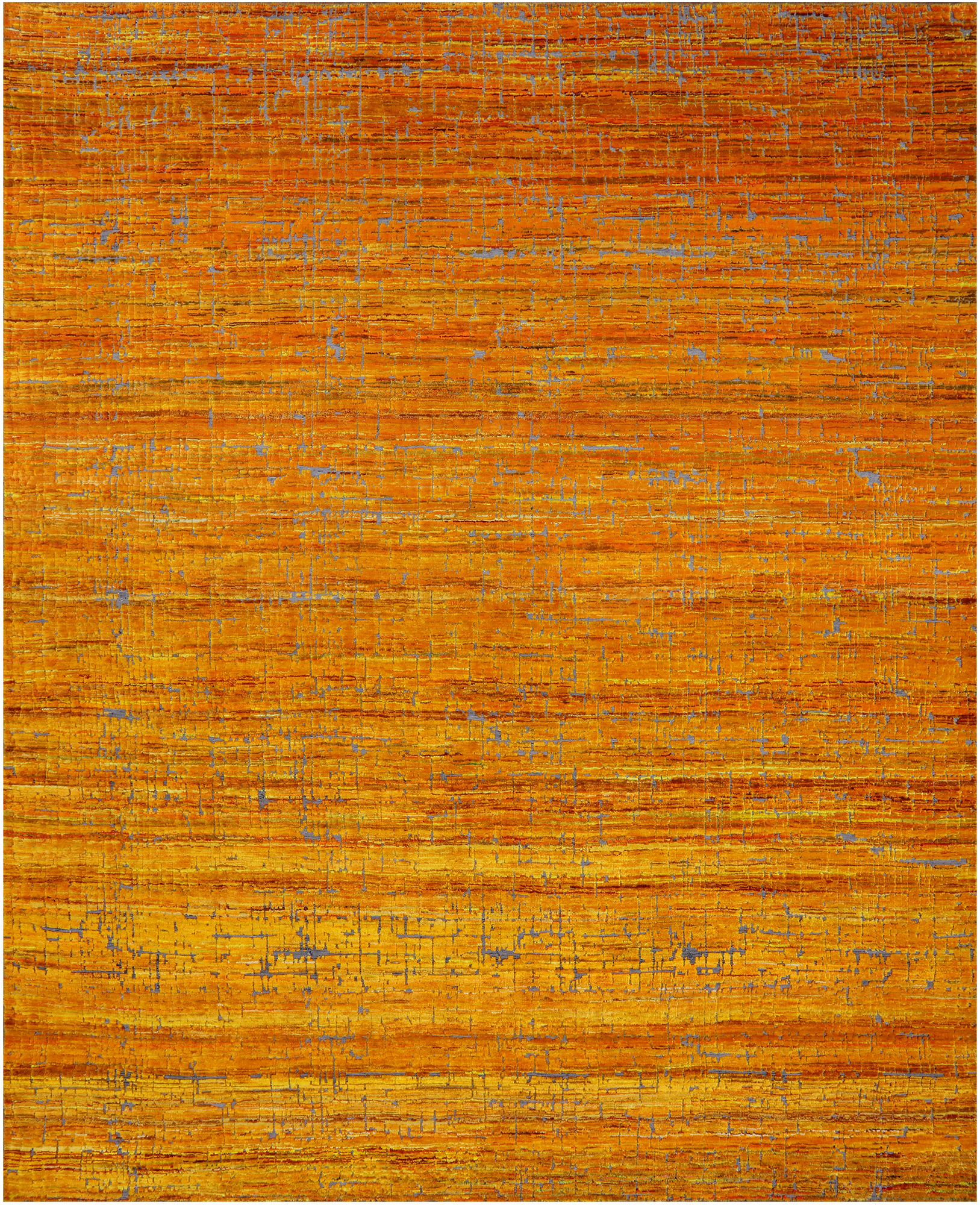 Gold Modern Embossed Hand Knotted 100% Silk Rug - 7' 11" X 9' 10"